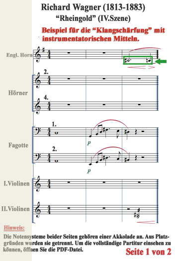 Partiturauschnitt von Richard Wagner's „Das Rheingold“ VI.Szene