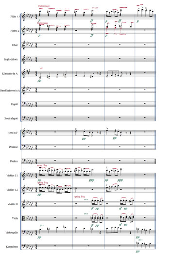 Partitur zur Symphonie No.7 V.Satz Takte 335-338